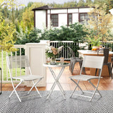 Outsunny 3 Pieces Outdoor Bistro Set, Glass Top Outdoor Table and 2 Folding Chairs with Protecting Feet, White