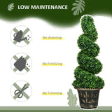 HOMCOM Set of 2 Artificial Plants, Topiary Spiral Boxwood Trees with Pot, for Home Indoor Outdoor Decor, 90cm