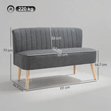 HOMCOM 117cm Loveseat Sofa Upholstered Small 2 Seater Sofa with Thick Padded Seat and Rubber Wood Legs, Grey