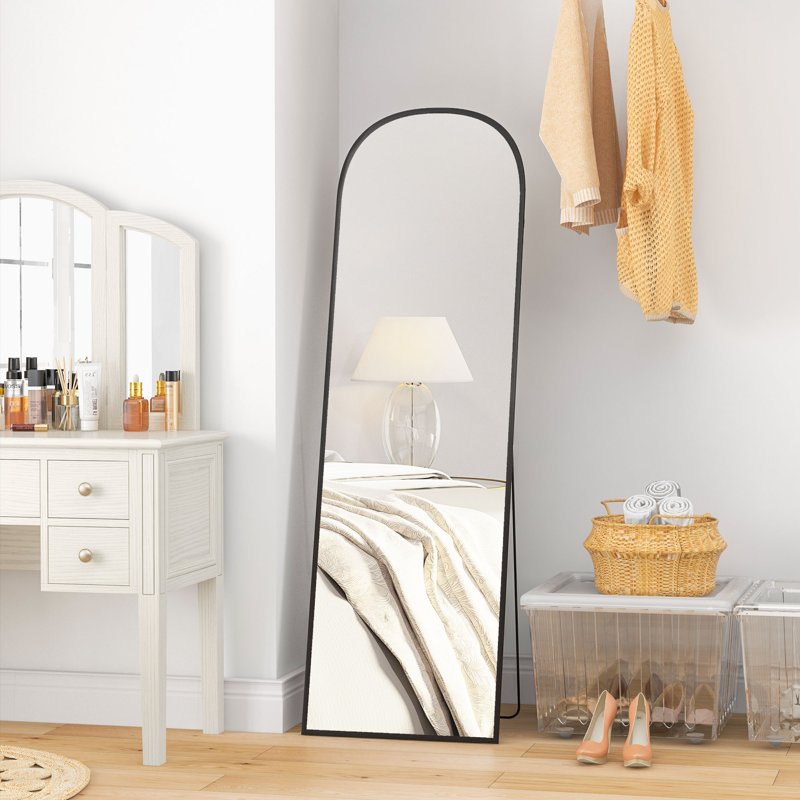 HOMCOM 162cm Aluminium Frame Standing Mirror - Black