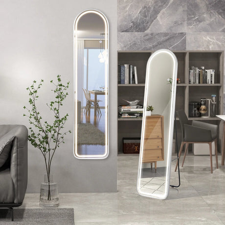 Arch Full Length Mirror with LED Lights and 3 Color Lighting-White