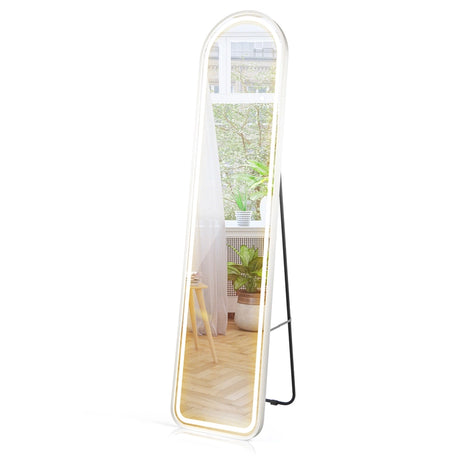 Arch Full Length Mirror with LED Lights and 3 Color Lighting-White