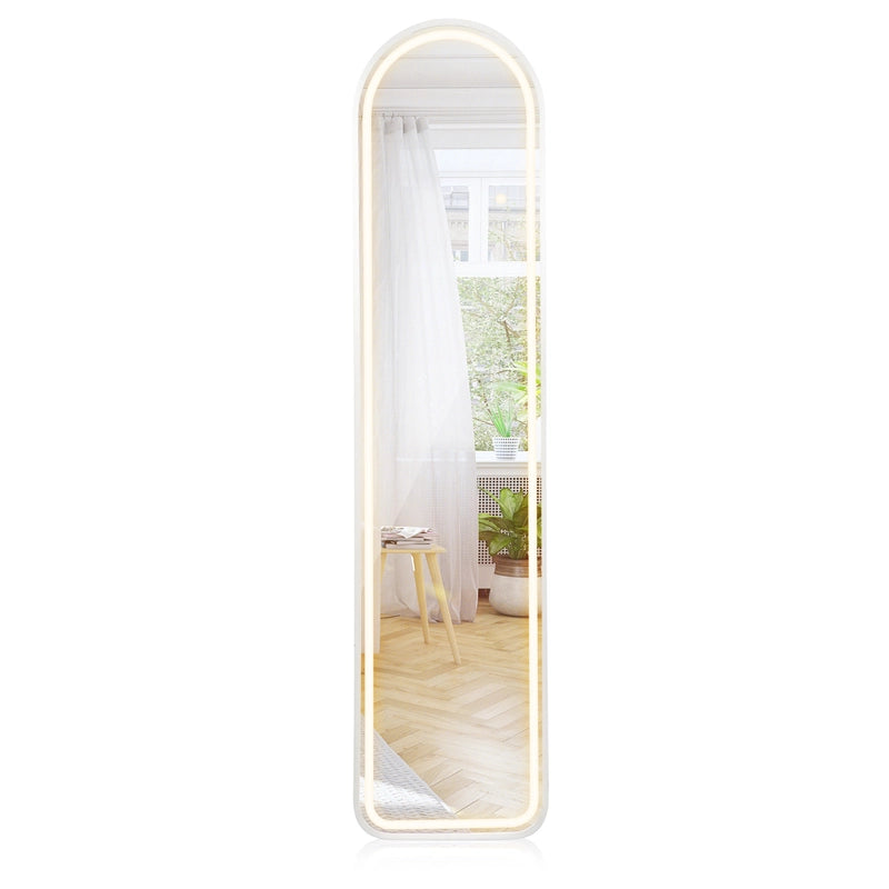 Arch Full Length Mirror with LED Lights and 3 Color Lighting-White