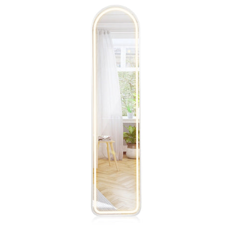 Arch Full Length Mirror with LED Lights and 3 Color Lighting-White