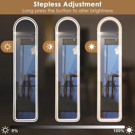 Arch Full Length Mirror with LED Lights and 3 Color Lighting-White