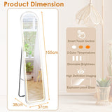 Arch Full Length Mirror with LED Lights and 3 Color Lighting-White