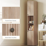 HOMCOM 6-Tier Tall Bathroom Cabinet - Natural