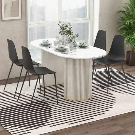 Armless Dining Chair Set of 4 Leisure Chair with Anti-slip Foot Pads-Black