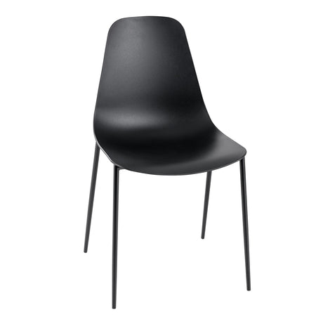 Armless Dining Chair Set of 4 Leisure Chair with Anti-slip Foot Pads-Black