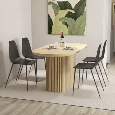Armless Dining Chair Set of 4 Leisure Chair with Anti-slip Foot Pads-Black