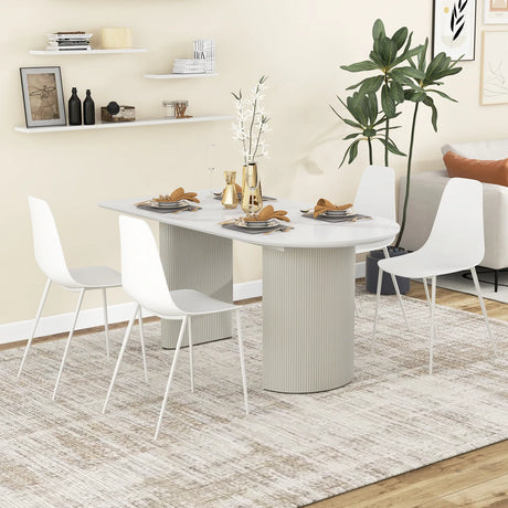 Armless Dining Chair Set of 4 Leisure Chair with Anti-slip Foot Pads-White