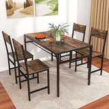 Armless Dinner Chairs Set of 2 with Metal Legs and Slanted Back-Rustic Brown