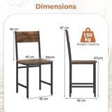 Armless Dinner Chairs Set of 2 with Metal Legs and Slanted Back-Rustic Brown