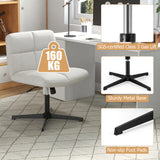 Armless Office Desk Cross Legged Office Chair with Adjustable Height-White