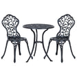 Outsunny 3 Pcs Aluminium Bistro Set Garden Furniture Dining Table Chairs Antique Outdoor Seat Patio Seater Black