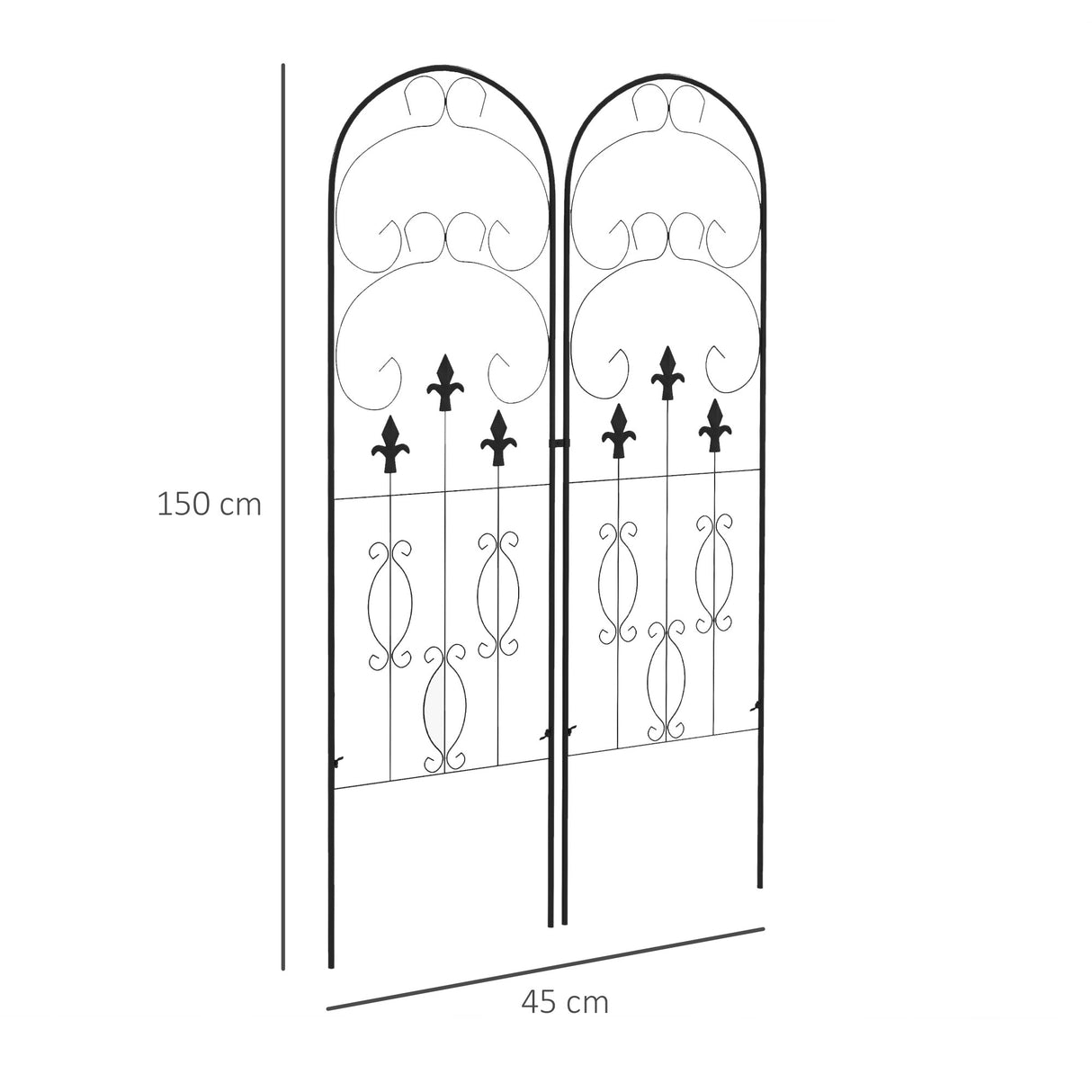 Outsunny Metal Trellis Set of 2, Garden Trellis for Climbing Plants Support Frames, Scrolls Design