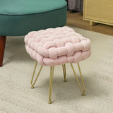 HOMCOM Velvet-Feel Bold Woven Footstool - Pink