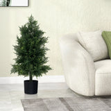 Artificial Cedar Topiary Tree Fake Pine Tree with Plastic Nursery Pot