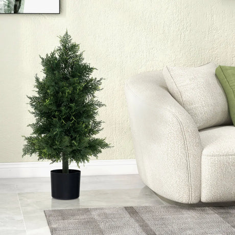 Artificial Cedar Topiary Tree Fake Pine Tree with Plastic Nursery Pot