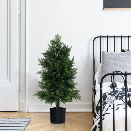 Artificial Cedar Topiary Tree Fake Pine Tree with Plastic Nursery Pot