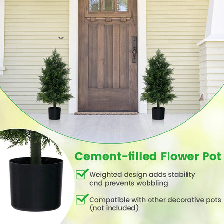 Artificial Cedar Topiary Tree Fake Pine Tree with Plastic Nursery Pot