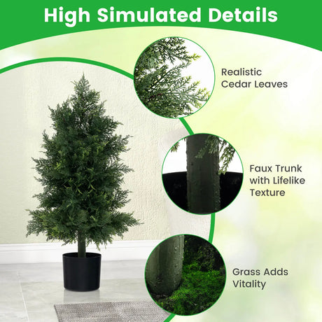 Artificial Cedar Topiary Tree Fake Pine Tree with Plastic Nursery Pot