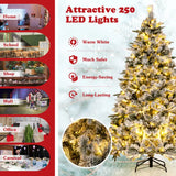 Artificial Christmas Tree with LED Lights, 8 Lighting Modes and Foldable Metal Stand-6 ft