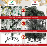 Artificial Christmas Tree with LED Lights, 8 Lighting Modes and Foldable Metal Stand-6 ft