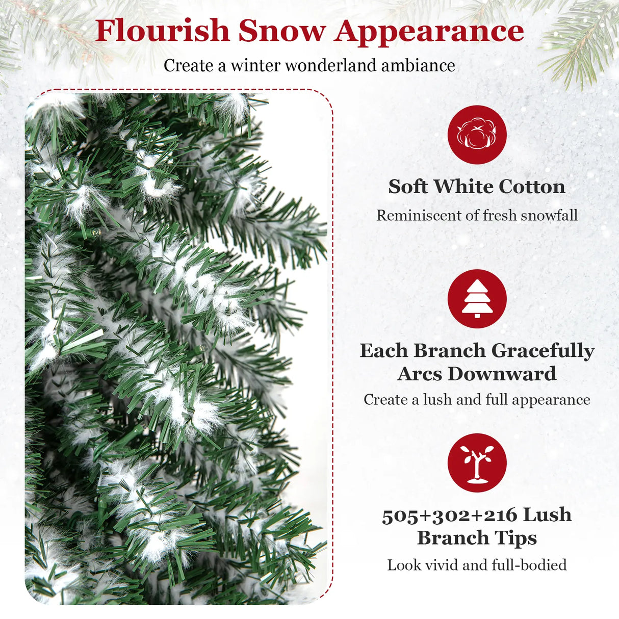 4/5/6FT Artificial Christmas Tree Set of 3 with Realistic Accumulated Snow