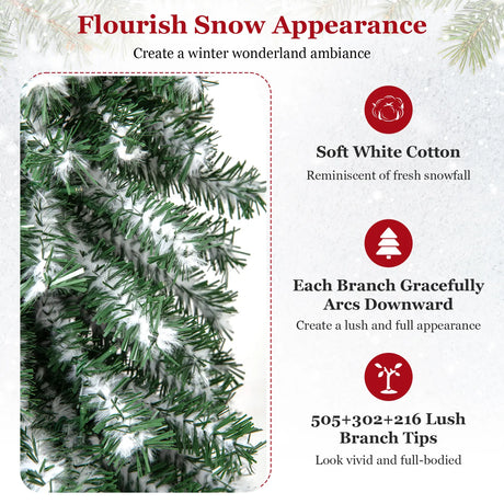 4/5/6FT Artificial Christmas Tree Set of 3 with Realistic Accumulated Snow