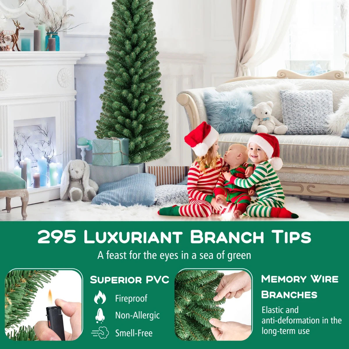 Artificial Christmas Tree with Quick Shape Technology and  Lush Branch Tips-5FT