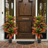 Artificial Croton Plant 40" Tall Fake Croton Palm Tree with Colorful Variegated Leaves and Pot
