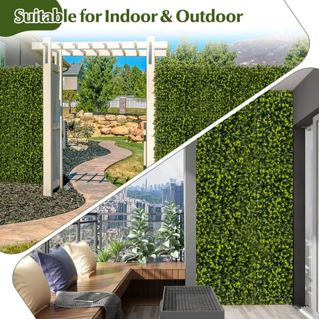 12 Pieces 50 x 50 cm Artificial Hedge Boxwood Panels with 7cm Thickness