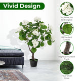 Artificial Hydrangea Tree with 11 White Flowers-2 Pieces