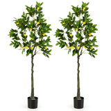 Artificial Lemon Tree 2.6/4/5.2 Feet Tall Fake Lemon Plant wuth Lemon Fruits-5.2 ft