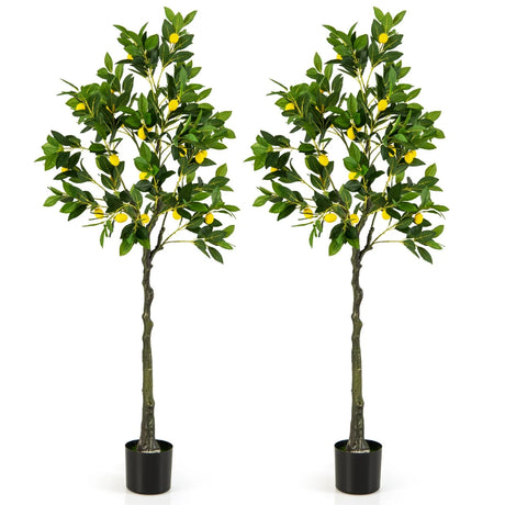 Artificial Lemon Tree 2.6/4/5.2 Feet Tall Fake Lemon Plant wuth Lemon Fruits-5.2 ft