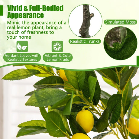 Artificial Lemon Tree 2.6/4/5.2 Feet Tall Fake Lemon Plant wuth Lemon Fruits-4 ft