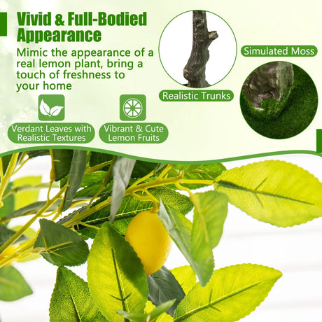 Artificial Lemon Tree 2.6/4/5.2 Feet Tall Fake Lemon Plant wuth Lemon Fruits-5.2 ft