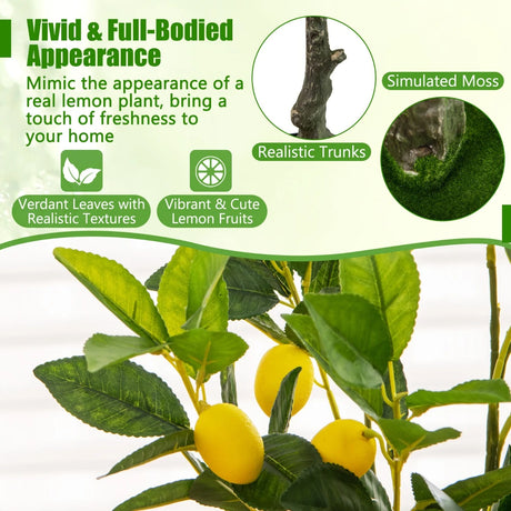Artificial Lemon Tree 2.6/4/5.2 Feet Tall Fake Lemon Plant wuth Lemon Fruits-2.6 ft