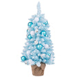 90 CM Artificial Mini Snow Flocked Christmas Tree with Natural Cotton Balls-Blue