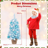 90 CM Artificial Mini Snow Flocked Christmas Tree with Natural Cotton Balls-Blue