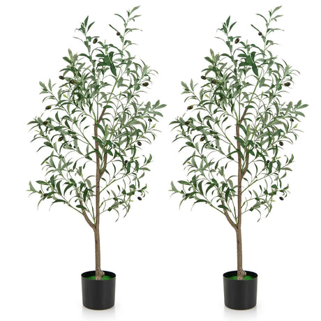 130cm Tall Artificial Olive Tree with Realistic Fruits-2 Pack