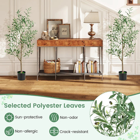 130cm Tall Artificial Olive Tree with Realistic Fruits-2 Pack