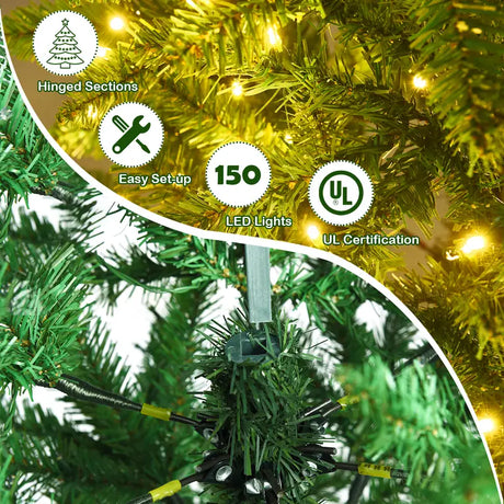 Artificial Pencil Christmas Tree with 250 Warm White UL-listed Lights-5FT
