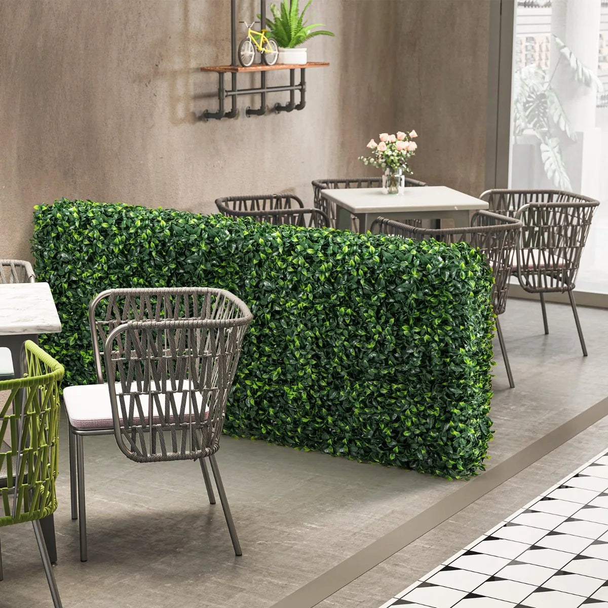 Artificial Boxwood Privacy Fence with Realistic PE Leave for Living Room and Patio