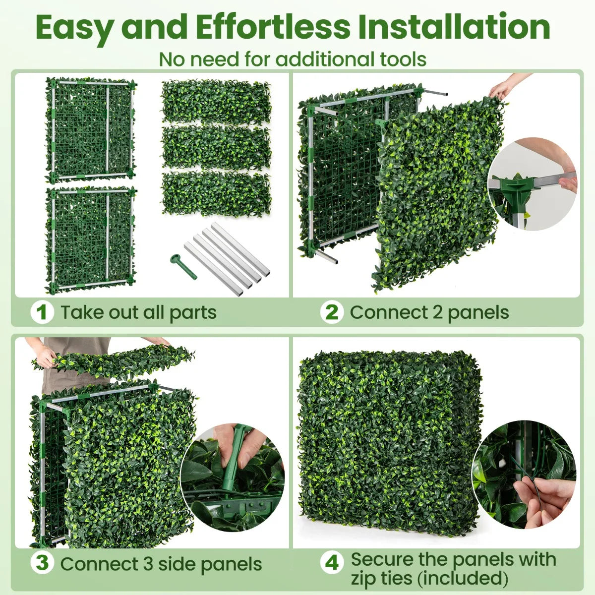 Artificial Boxwood Privacy Fence with Realistic PE Leave for Living Room and Patio