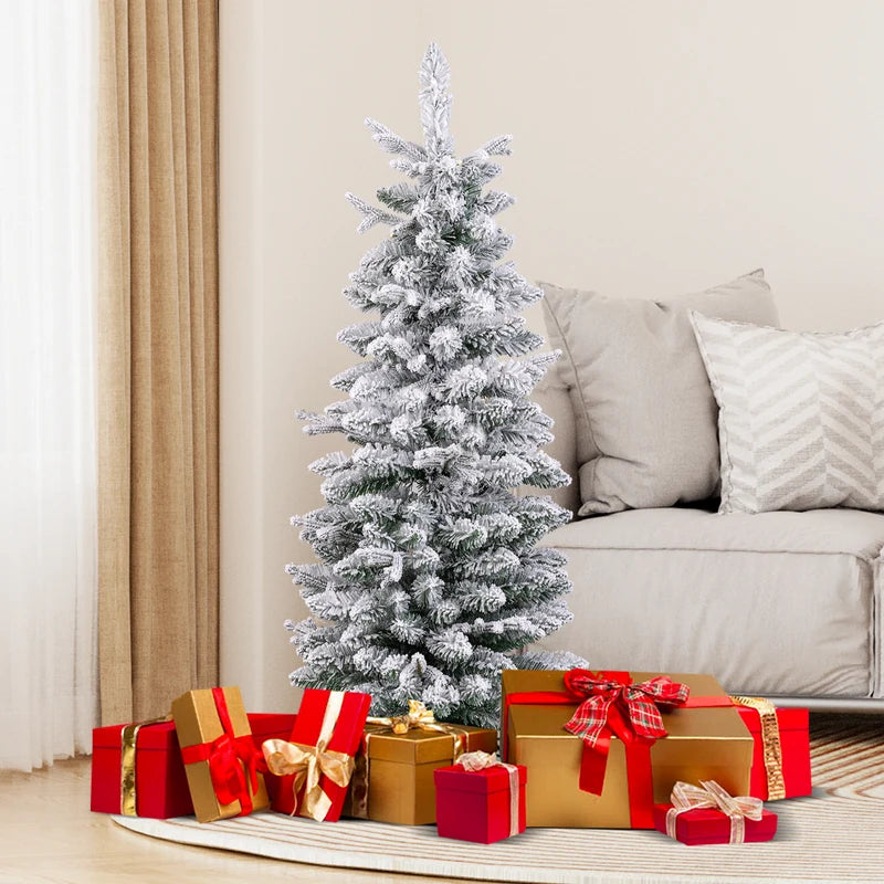 Artificial Pre-lit Christmas Tree Snow Flocked Xmas Tree-1.2M