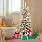 Artificial Pre-lit Christmas Tree Snow Flocked Xmas Tree-1.2M