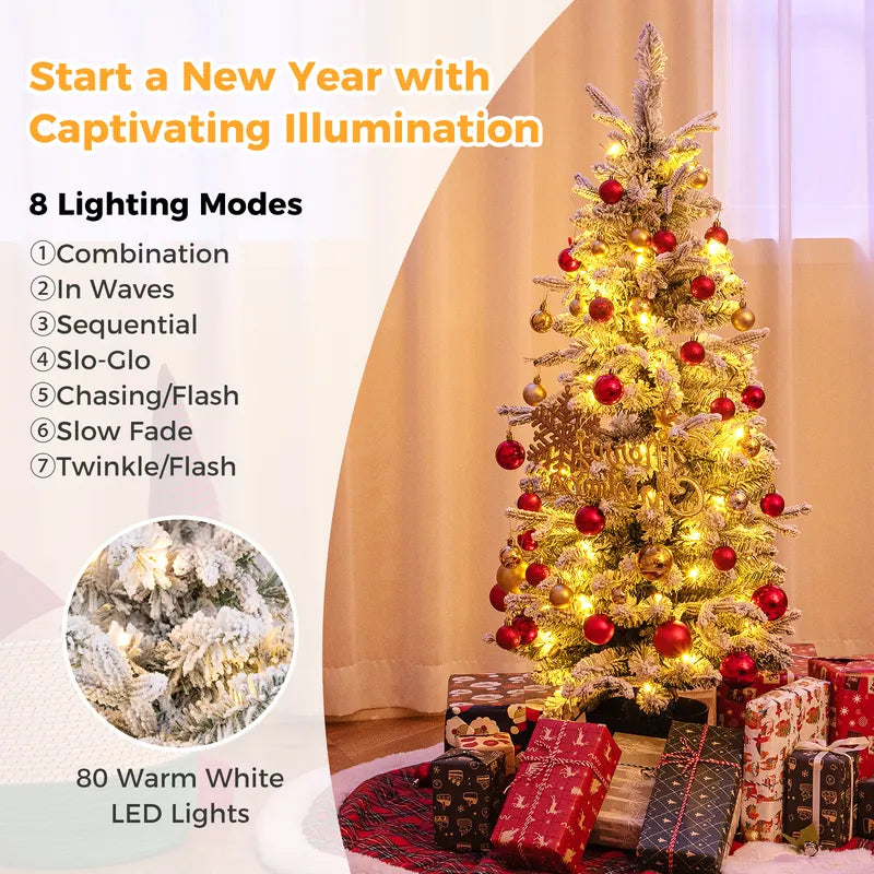 Artificial Pre-lit Christmas Tree Snow Flocked Xmas Tree-1.2M