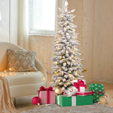 Artificial Pre-lit Christmas Tree Snow Flocked Xmas Tree-1.5M